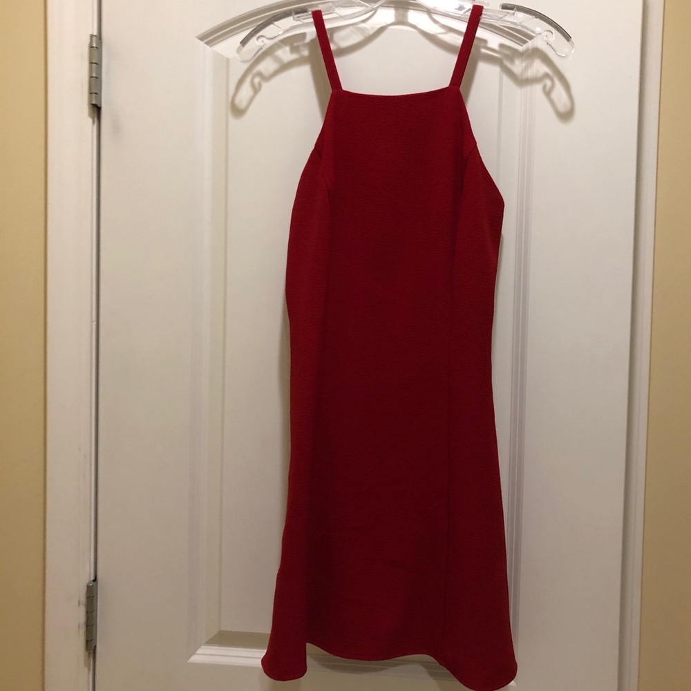 Red mini dress. Perfect for dress up or casual